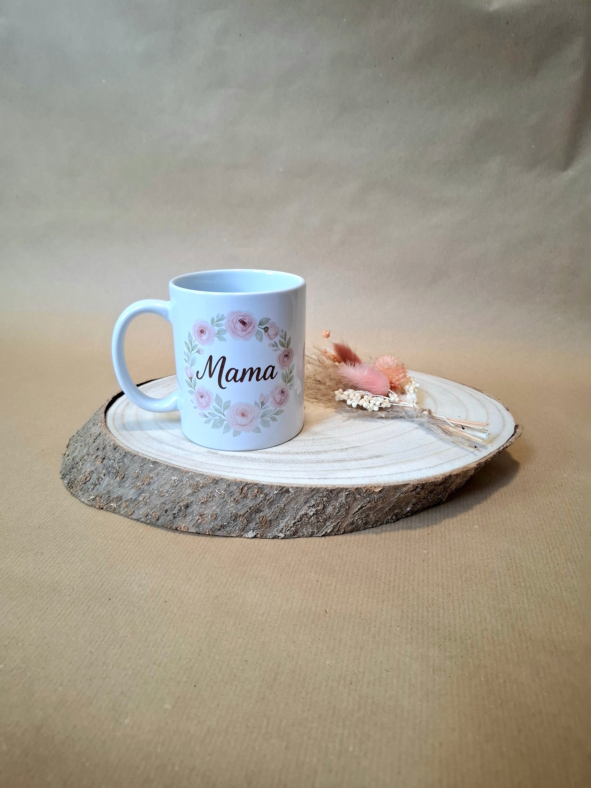 Keramiktasse, 340ml, florales Design Mama