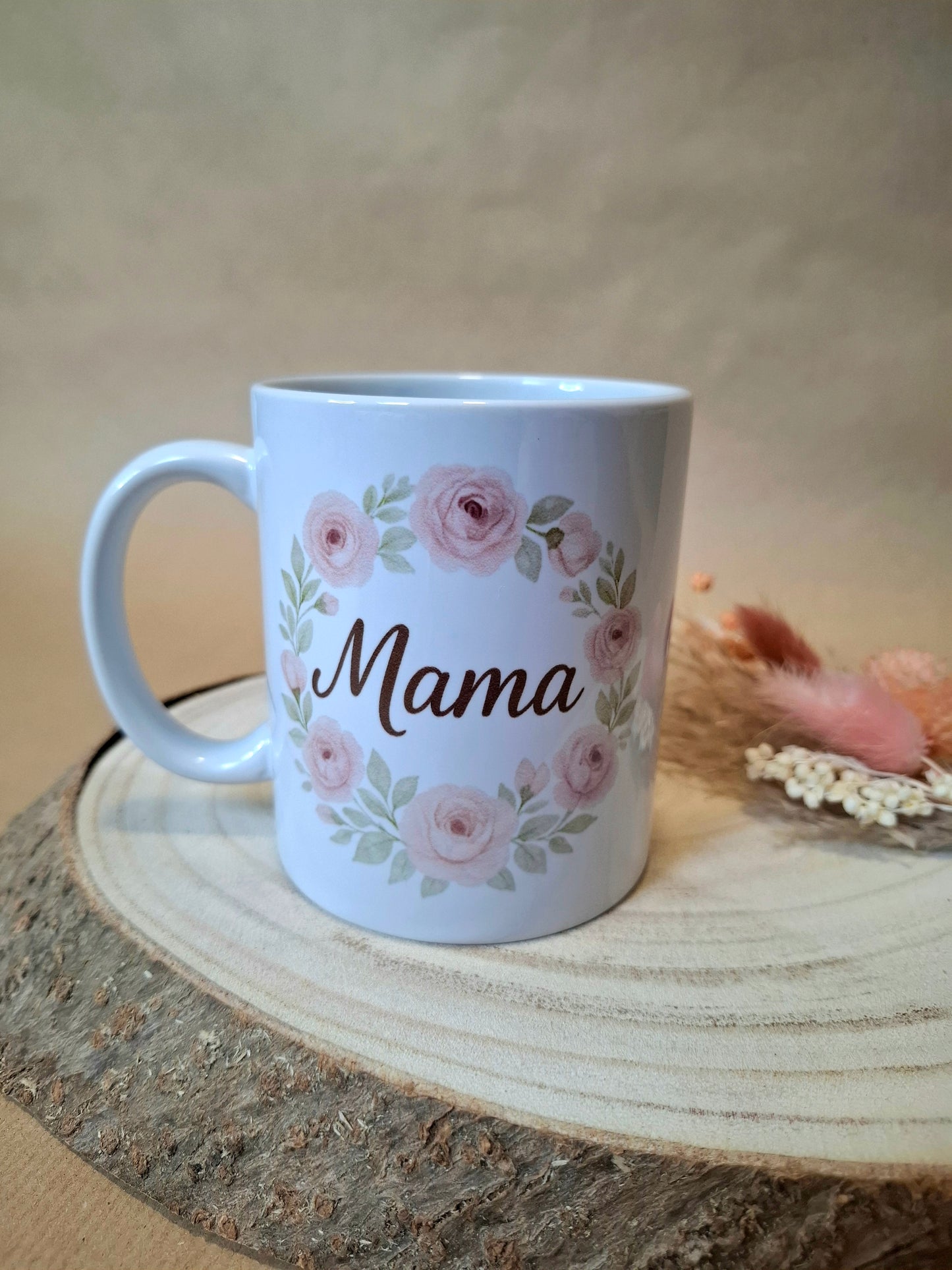 Keramiktasse, 340ml, florales Design, Mama