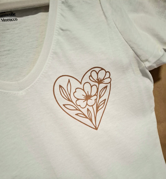 Basic T-Shirt florales Herz, mama, myself & I